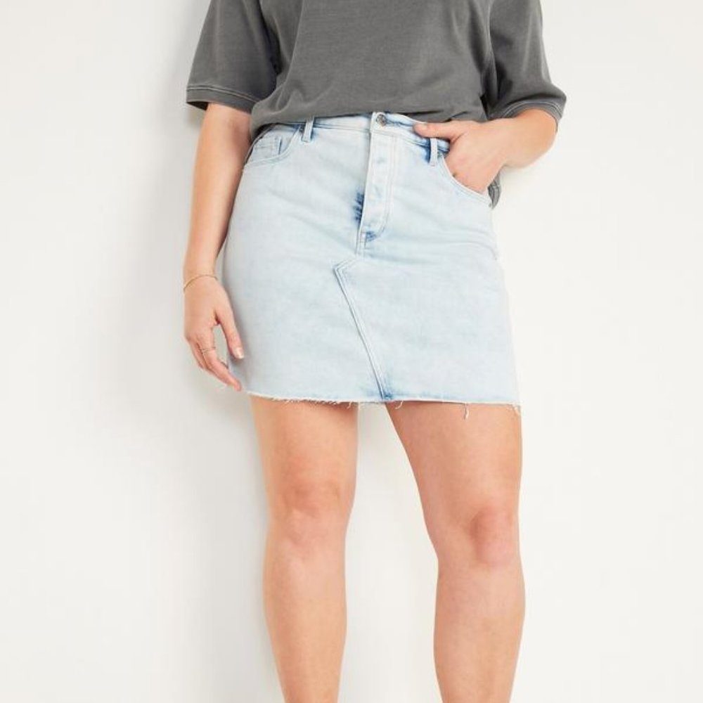 Old Navy  High-Waisted Button-Fly Frayed-Hem Jean Skirt For Women